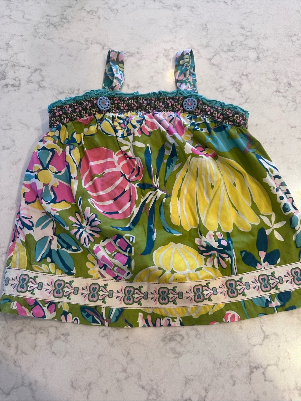 Matilda Jane Green Floral Smocked Tank — Pink, Yellow & Blue - Picture 1 of 3